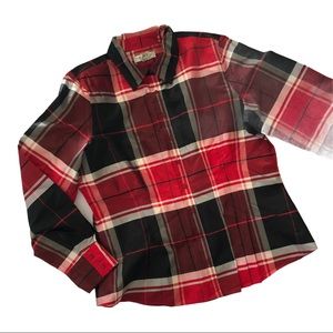 Coldwater Creek button up blouse L Red/Black/Grey